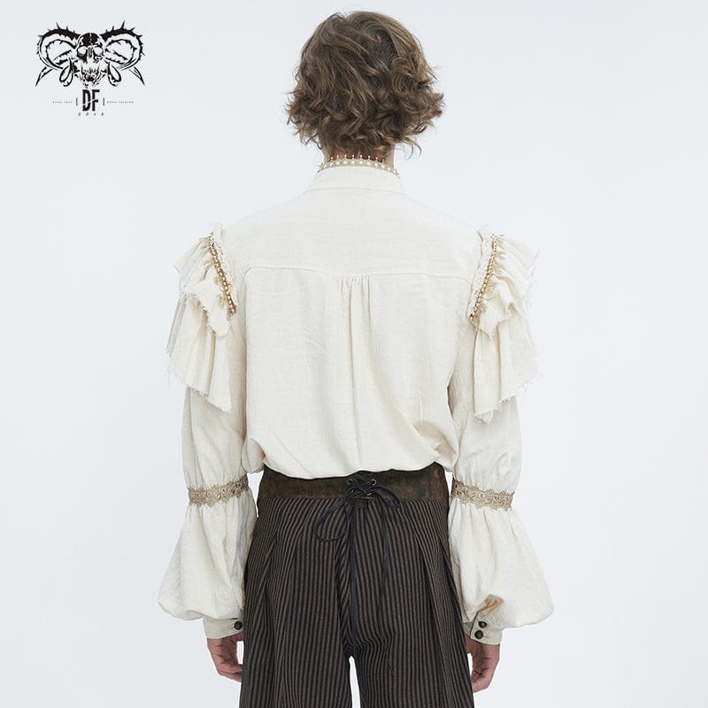 Men's Gothic Puff Sleeved Layered Ruffled Shirt - Image 5