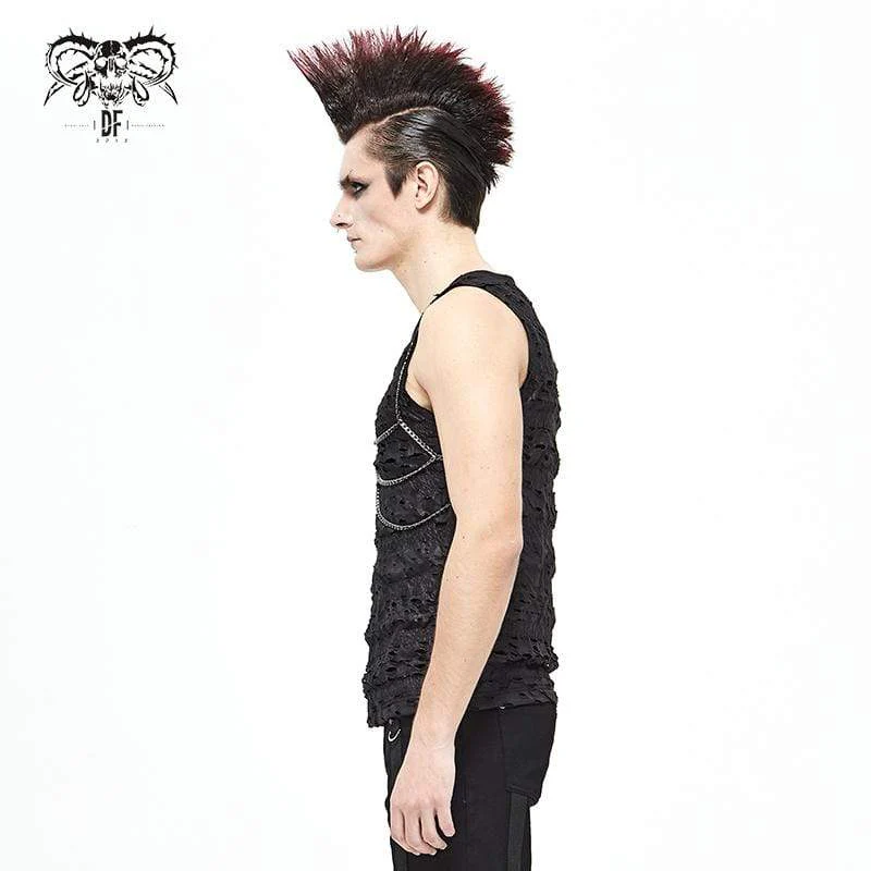 Men's Gothic Punk Chain Ruffles Tank Tops - Image 2