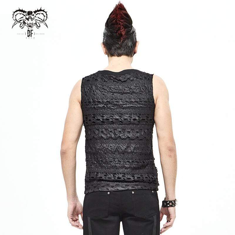 Men's Gothic Punk Chain Ruffles Tank Tops - Image 3