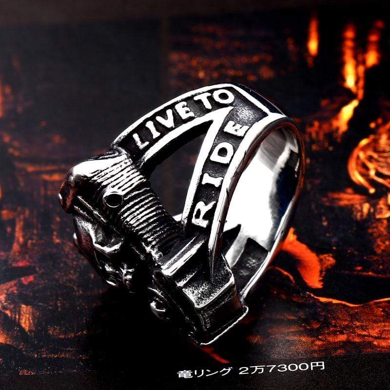 Men's Gothic Punk Hollow Skull Letter Ring - Image 4