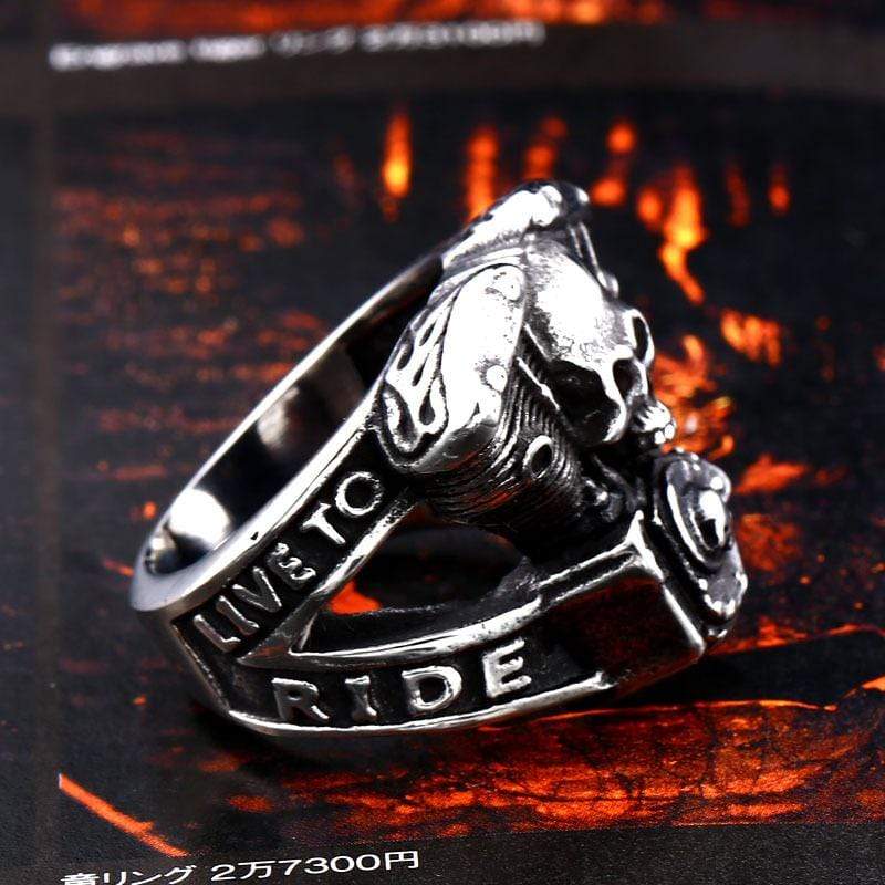 Men's Gothic Punk Hollow Skull Letter Ring - Image 5