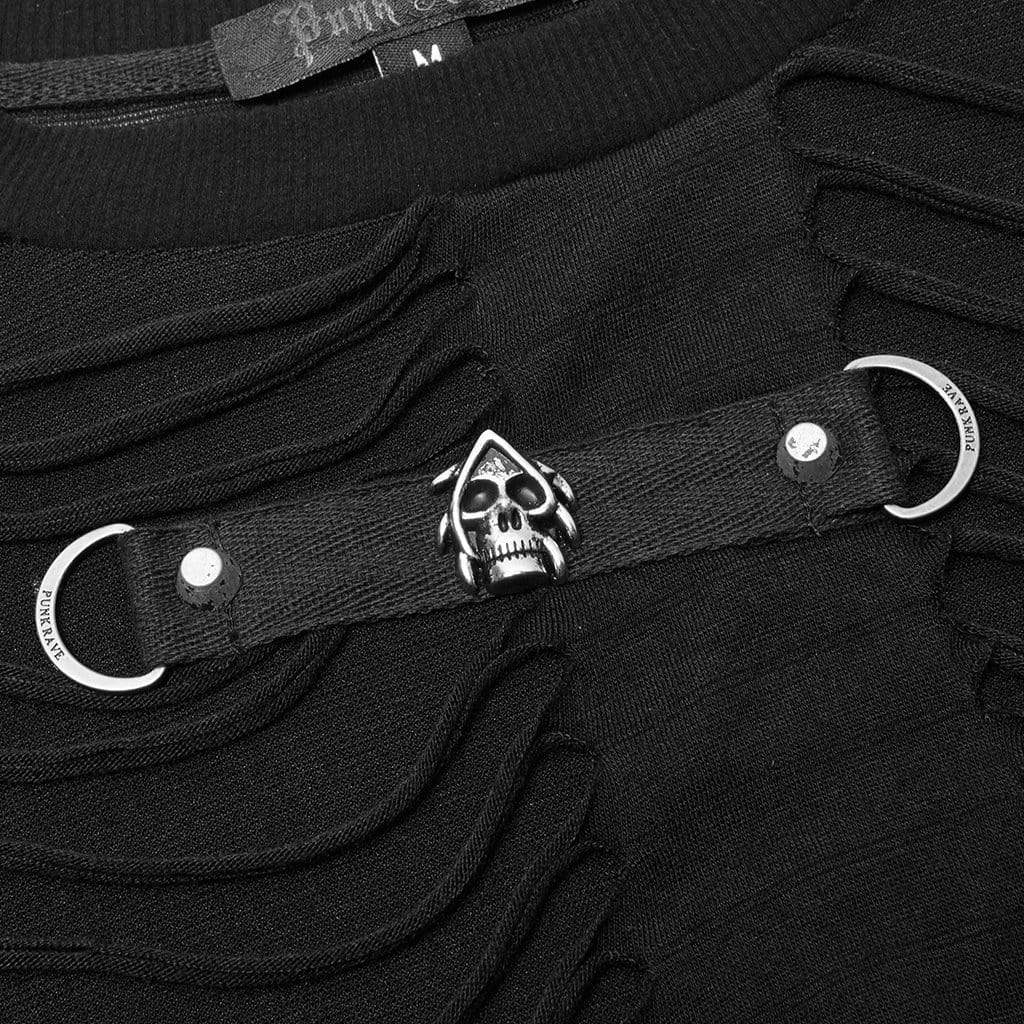 Men's Gothic Ripped Double-layer Black Shirt - Image 6