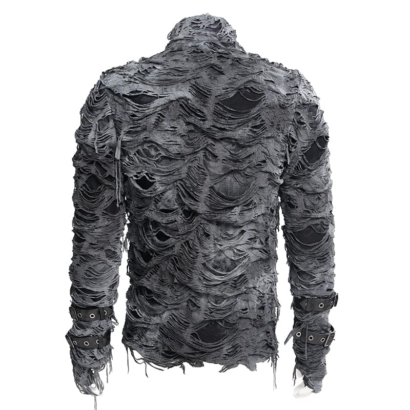 Men's Gothic Ripped Eyelets Strap Sweatershirt - Image 10