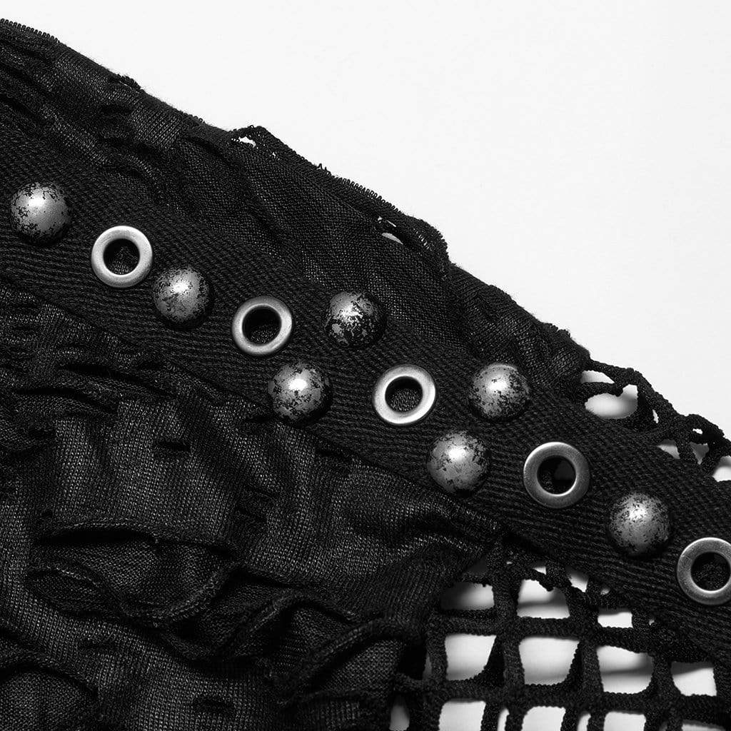 Men's Gothic Ripped Mesh Knitted T-shirt - Image 6