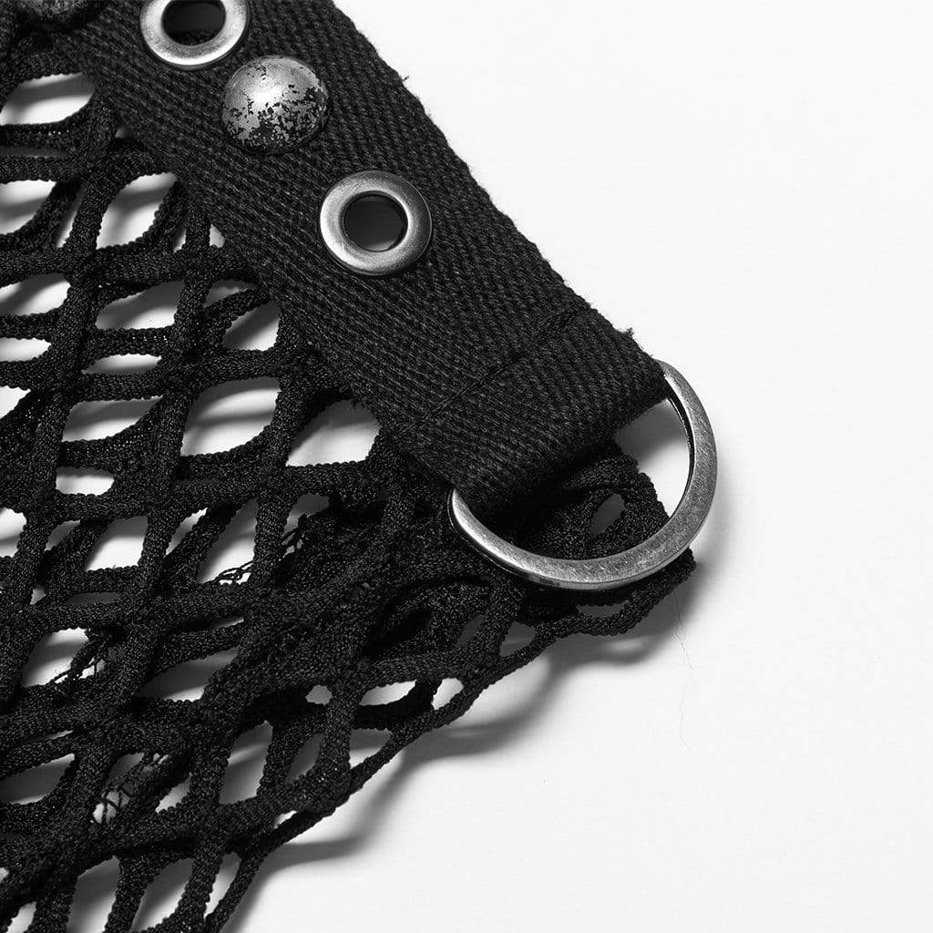 Men's Gothic Ripped Mesh Knitted T-shirt - Image 7