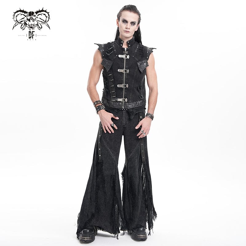 Men's Gothic Ripped Rings Studs Trousers - Image 5