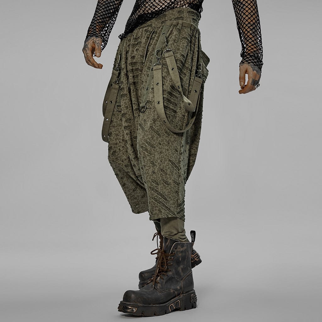 Men's Gothic Ripped Sagging Pants with Straps - Image 2