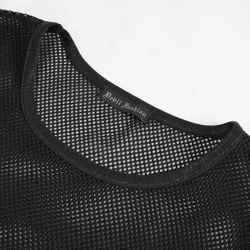 Men's Gothic Sheer Mesh Tank Tops - Image 7