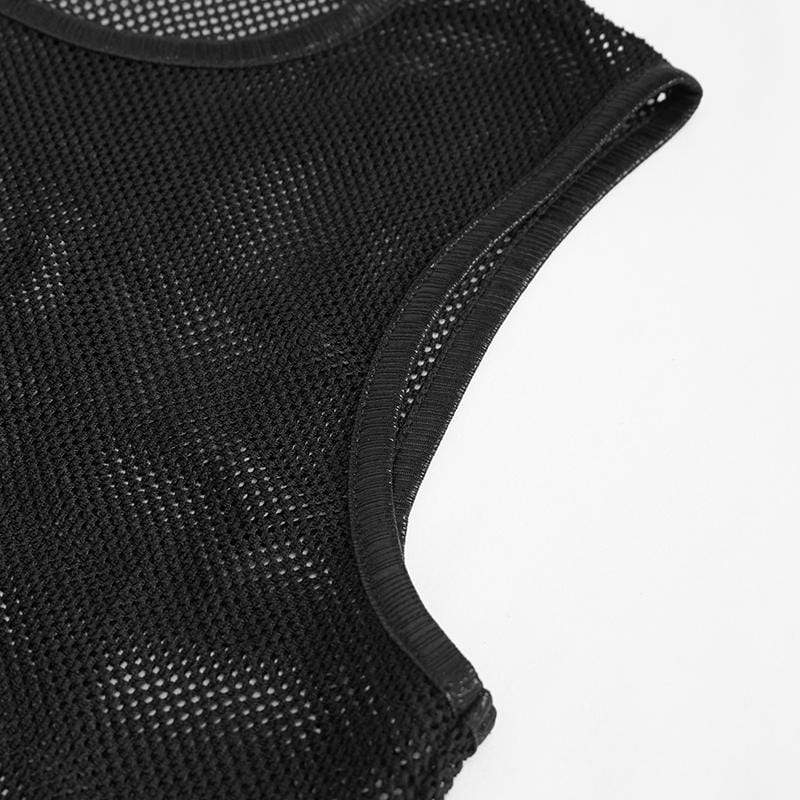 Men's Gothic Sheer Mesh Tank Tops - Image 9