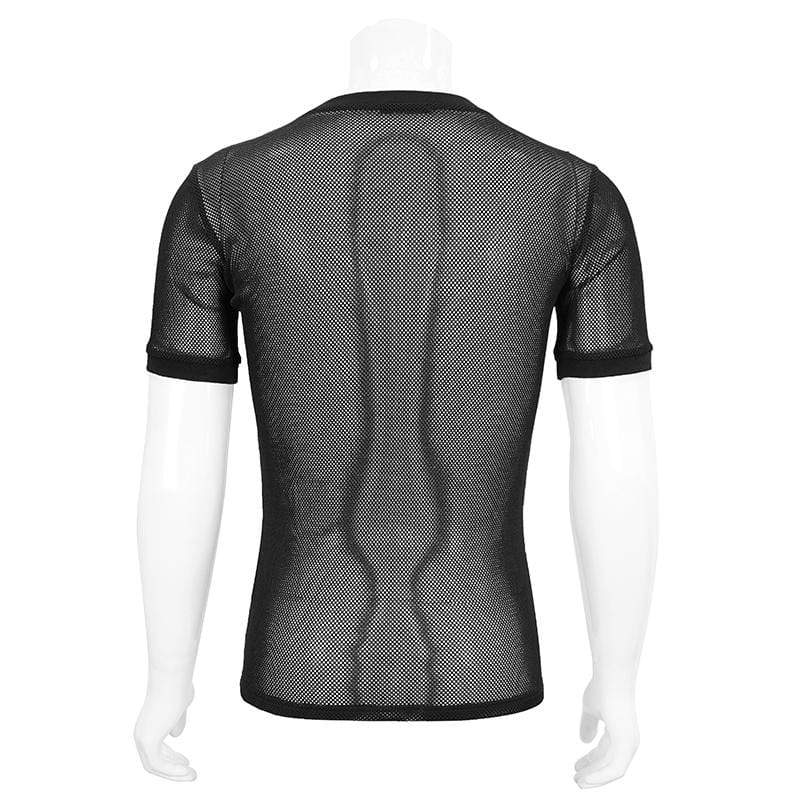 Men's Gothic Short-sleeved Sheer Mesh Shirt - Image 3