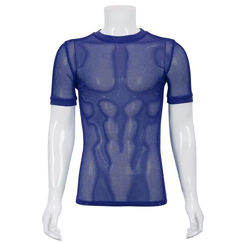 Men's Gothic Short-sleeved Sheer Mesh Shirt - Image 6