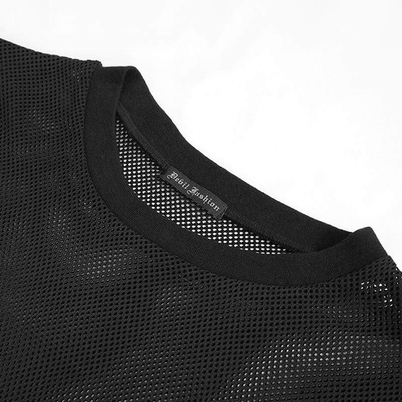 Men's Gothic Short-sleeved Sheer Mesh Shirt - Image 8