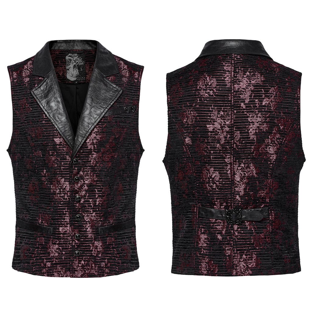 Men's Gothic Skull Buckle-up Waistcoat Red - Image 5