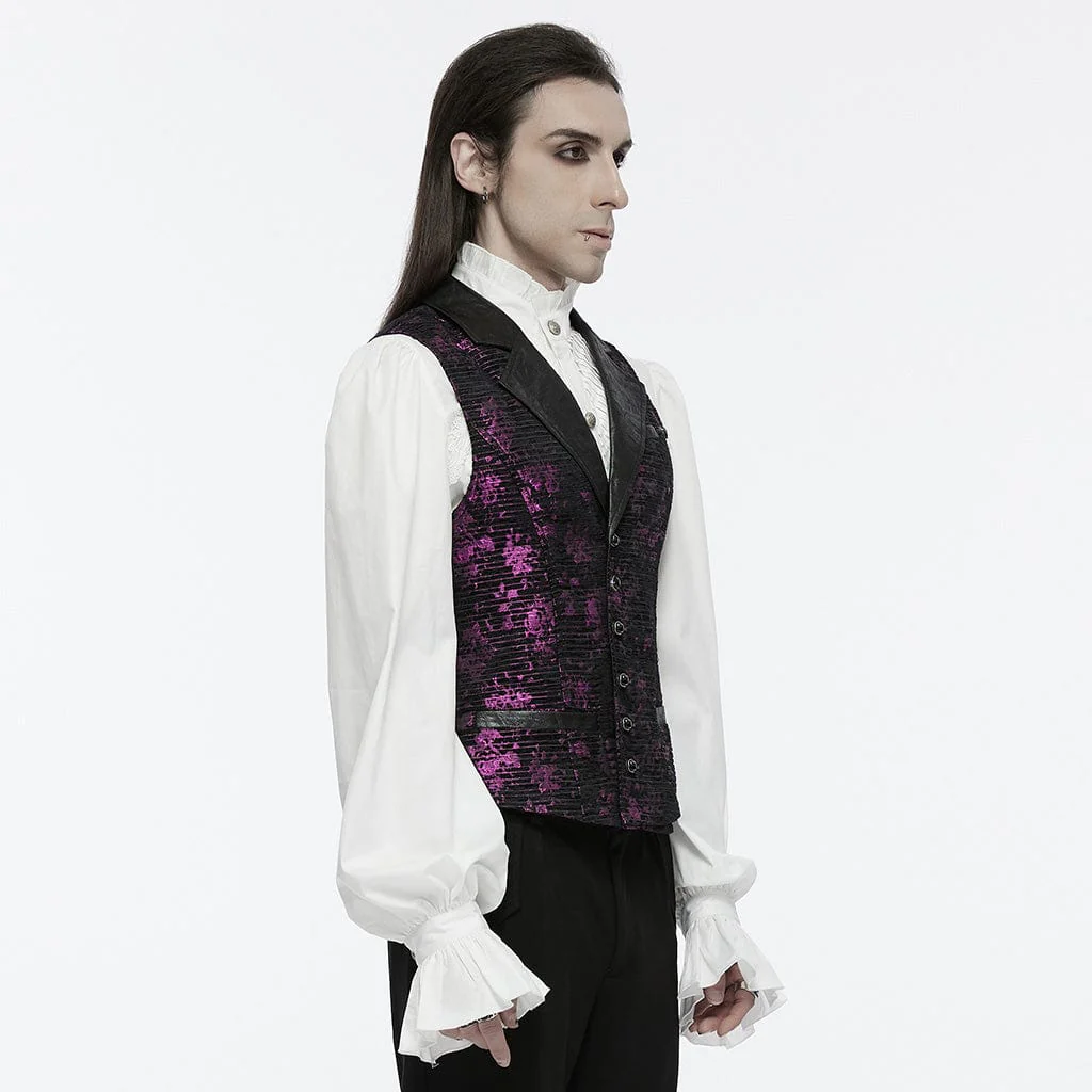 Men's Gothic Skull Buckle-up Waistcoat Violet - Image 2