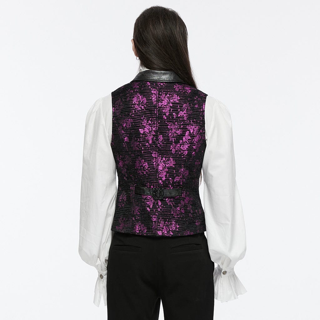 Men's Gothic Skull Buckle-up Waistcoat Violet - Image 3