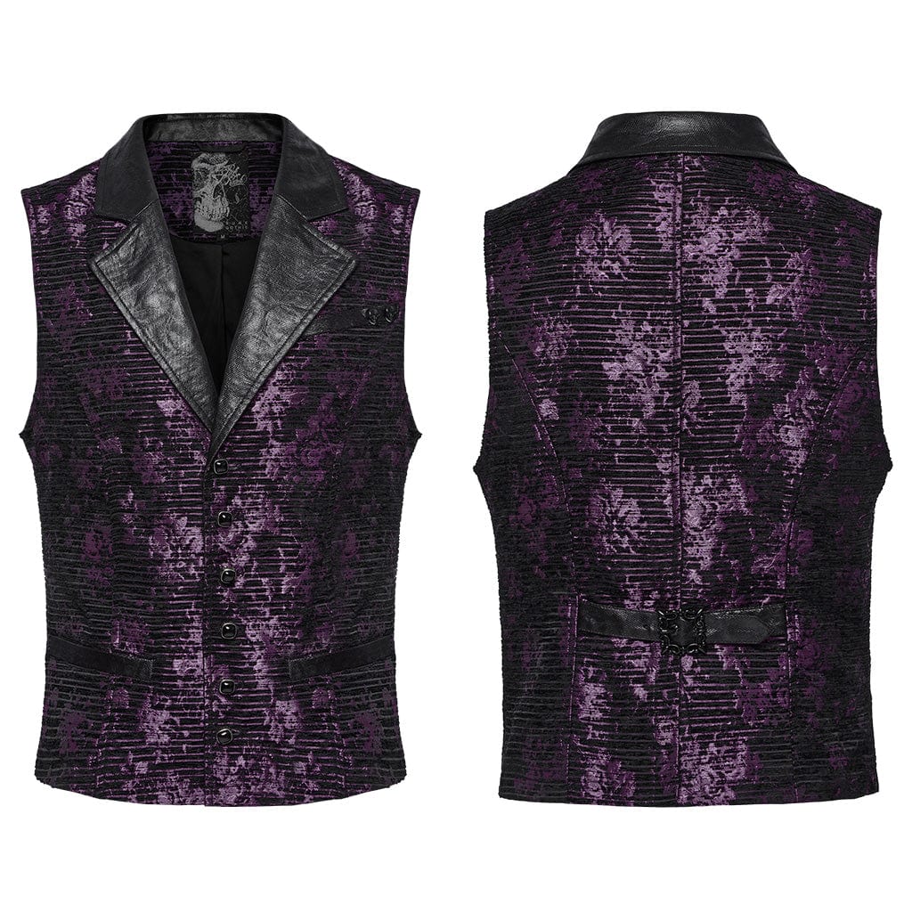 Men's Gothic Skull Buckle-up Waistcoat Violet - Image 5