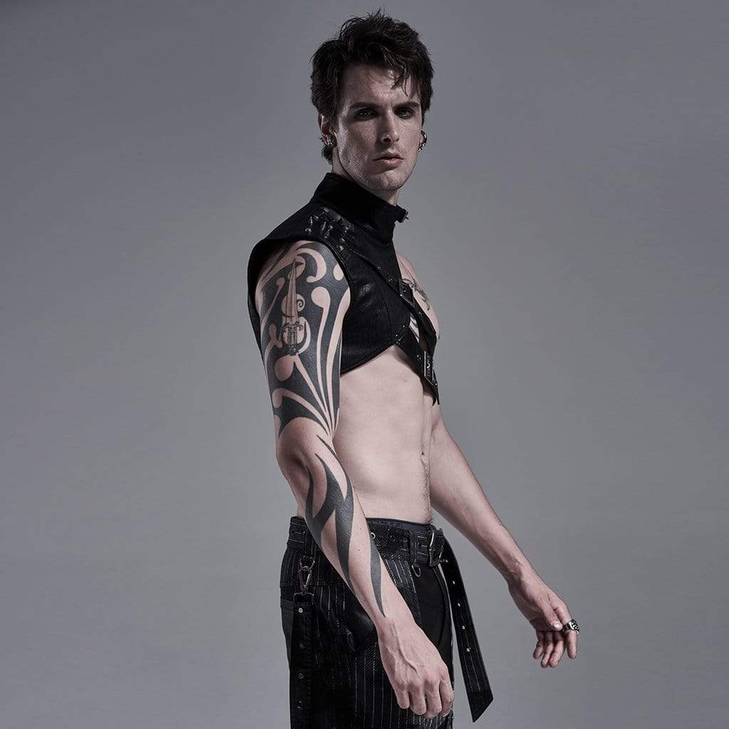 Men's Gothic Slash Shoulder Harnesses With Rivets And Chains - Image 2
