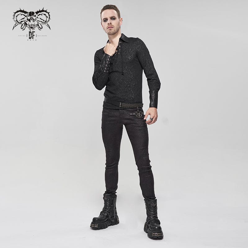 Men's Gothic Slim Fitted Metal Star Pants - Image 5