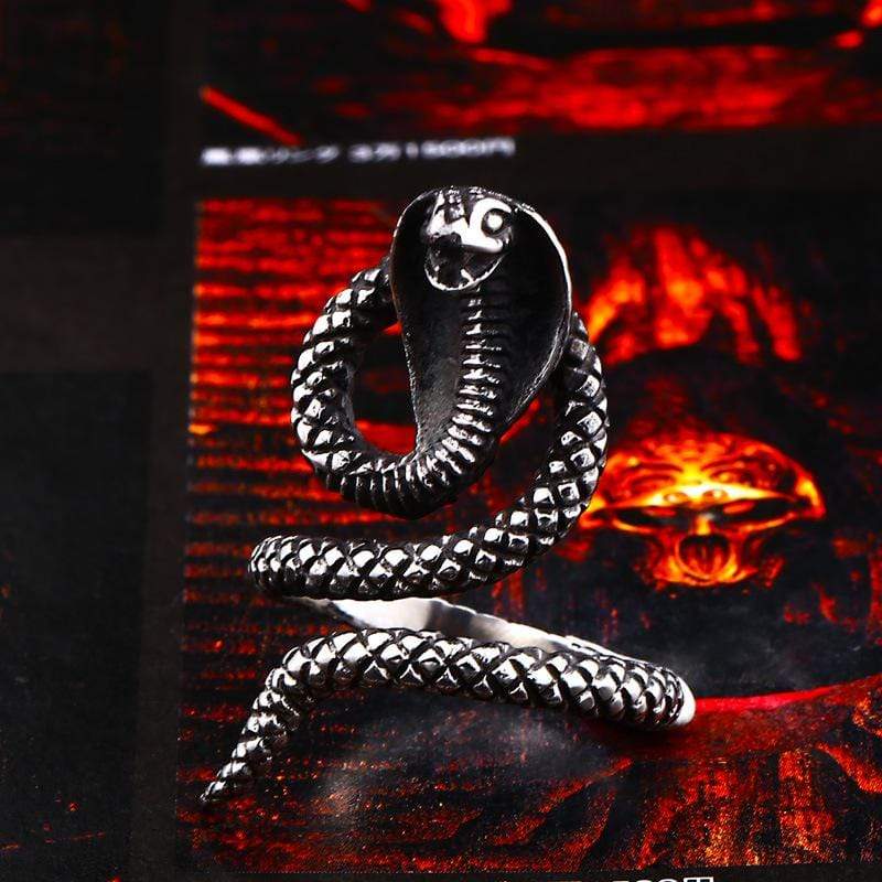Men's Gothic Snake Open Ring - Image 5
