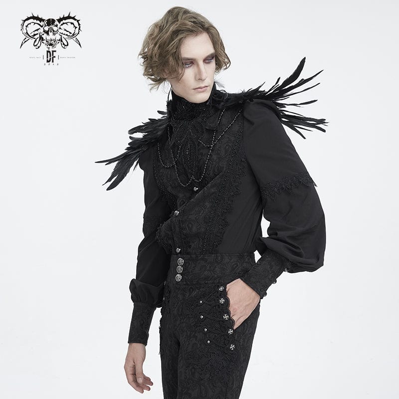 Men's Gothic Stand Collar Beaded Feather Neckwear - Image 5