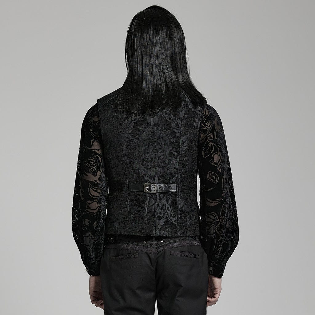 Men's Gothic Stand Collar Embossed Vest - Image 3