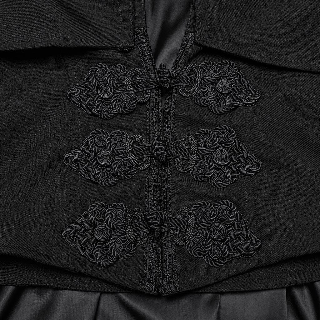 Men's Gothic Stand Collar Frog Witchy Coat - Image 7
