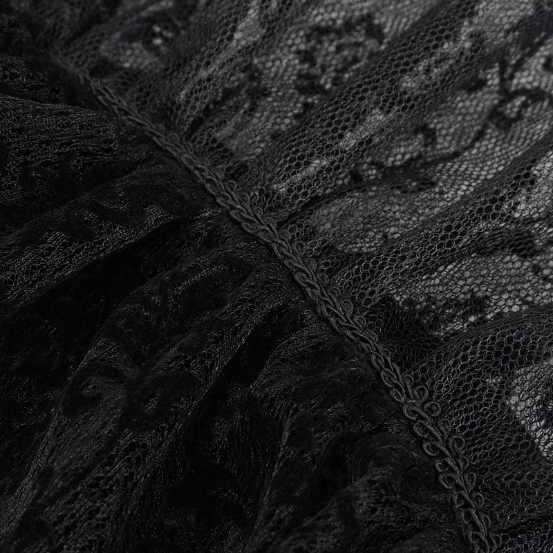 Men's Gothic Stand Collar Lace Sleeved Shirt - Image 10