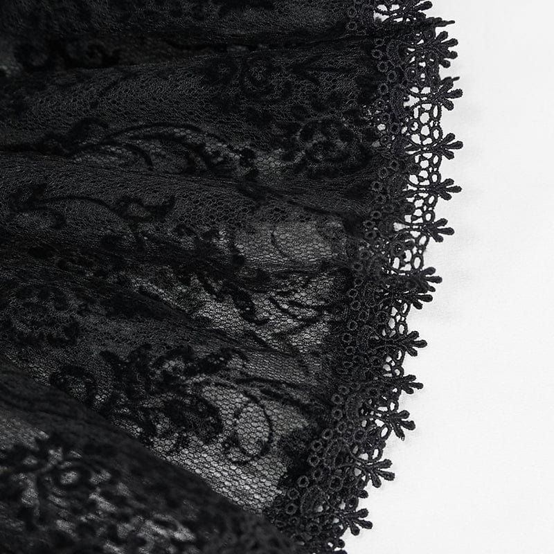 Men's Gothic Stand Collar Lace Sleeved Shirt - Image 11