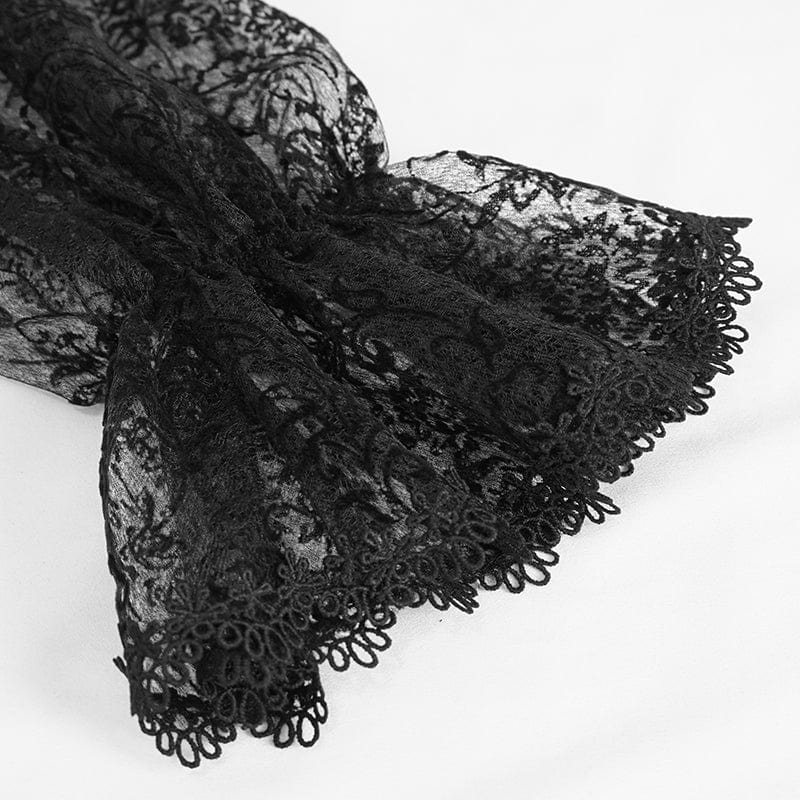 Men's Gothic Stand Collar Lace Sleeved Shirt - Image 12