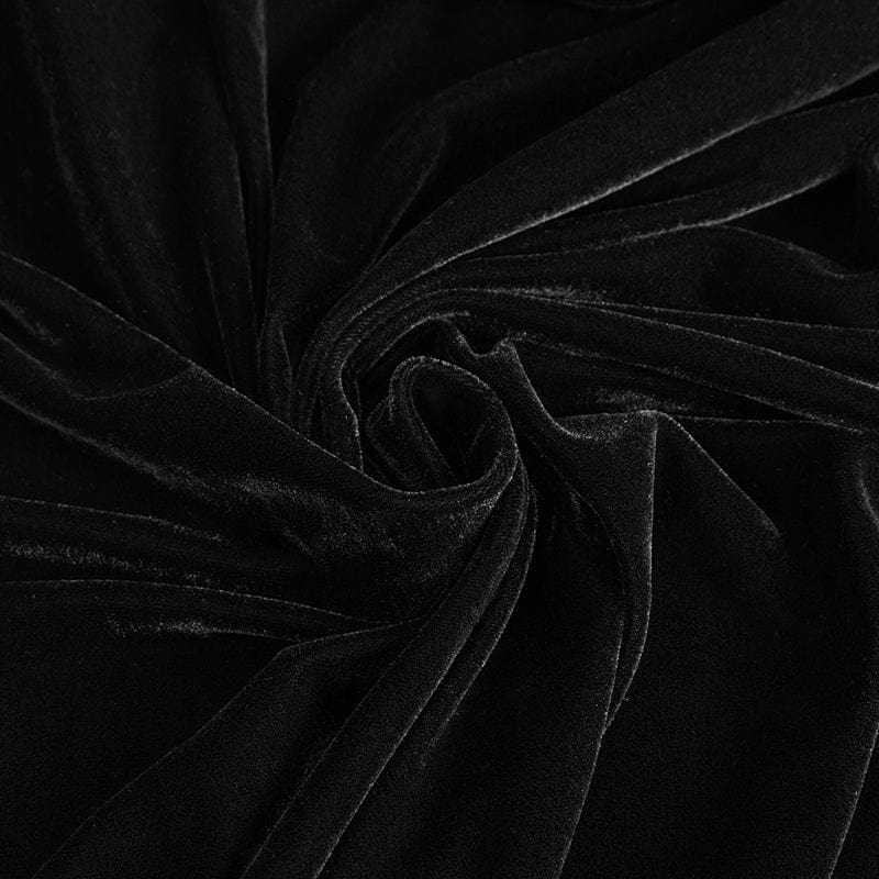 Men's Gothic Stand Collar Lace Splice Velvet Cloak - Image 9