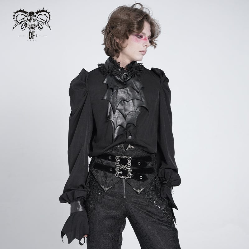 Men's Gothic Stand Collar Puff Sleeved Batlike Shirt
