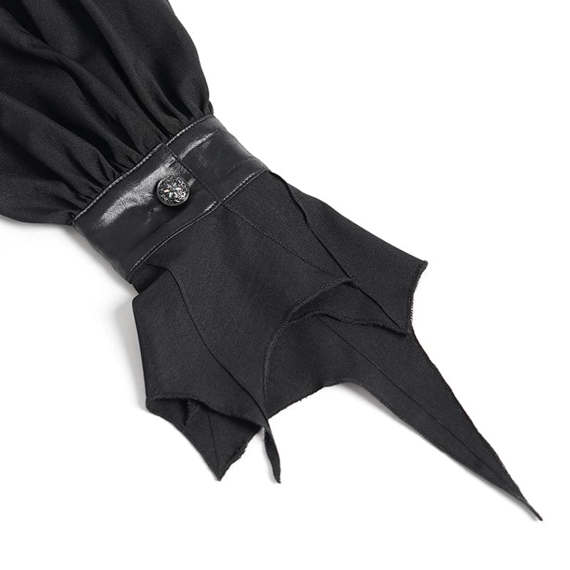 Men's Gothic Stand Collar Puff Sleeved Batlike Shirt - Image 12