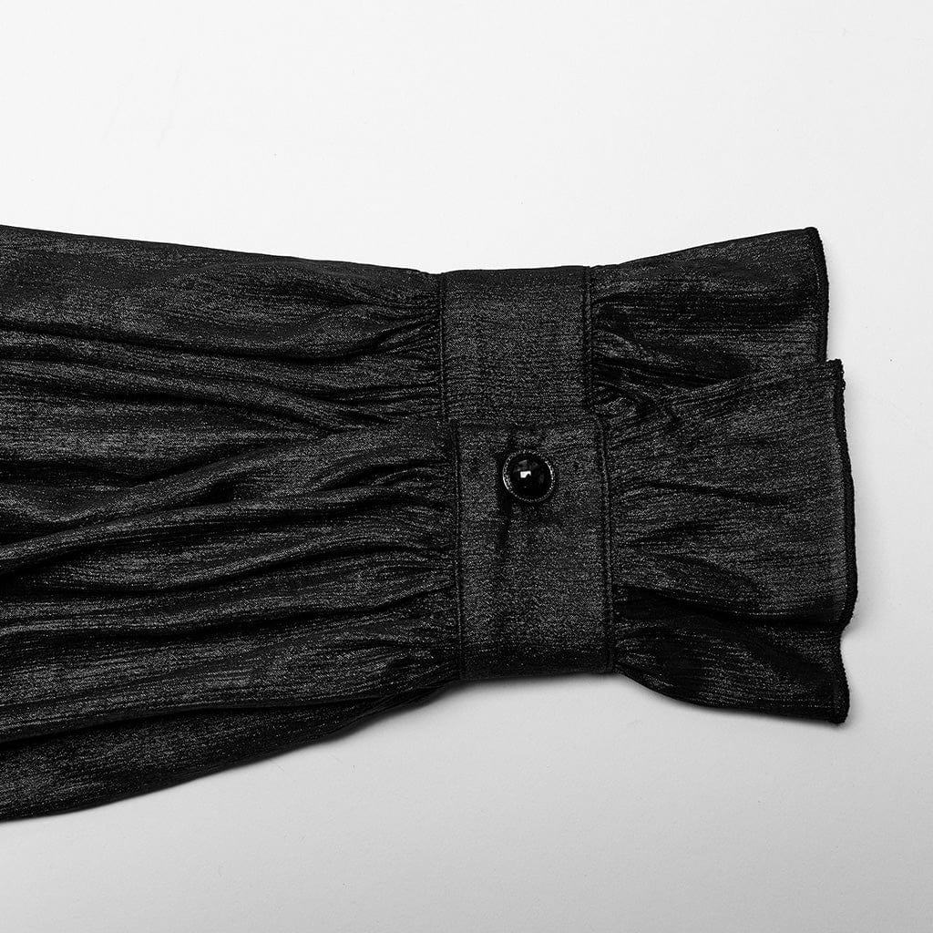 Men's Gothic Stand Collar Puff Sleeved Ruffled Shirt - Image 8