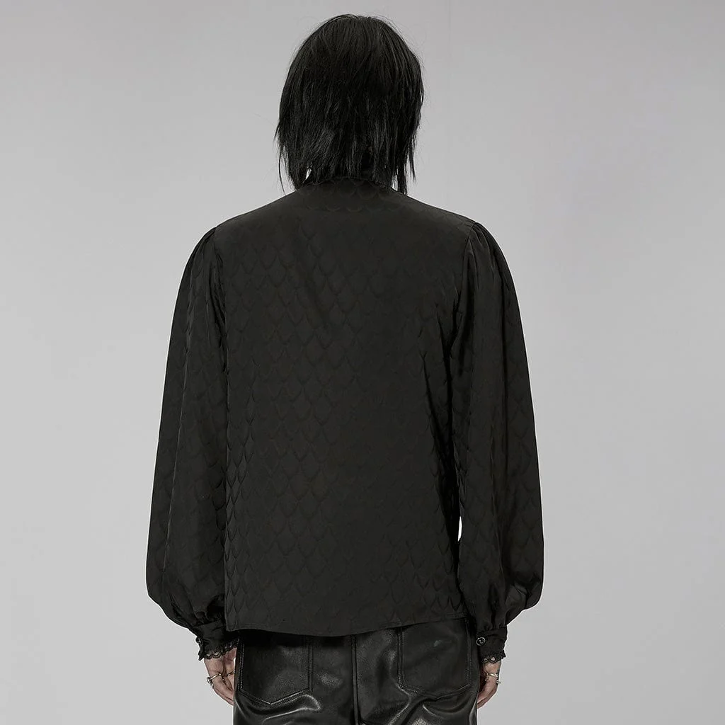 Men's Gothic Stand Collar Puff Sleeved Shirt - Image 3