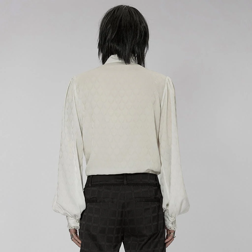 Men's Gothic Stand Collar Puff Sleeved Shirt - Image 7