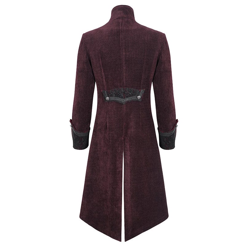 Men's Gothic Stand Collar Red Swallow-tailed Coat - Image 9