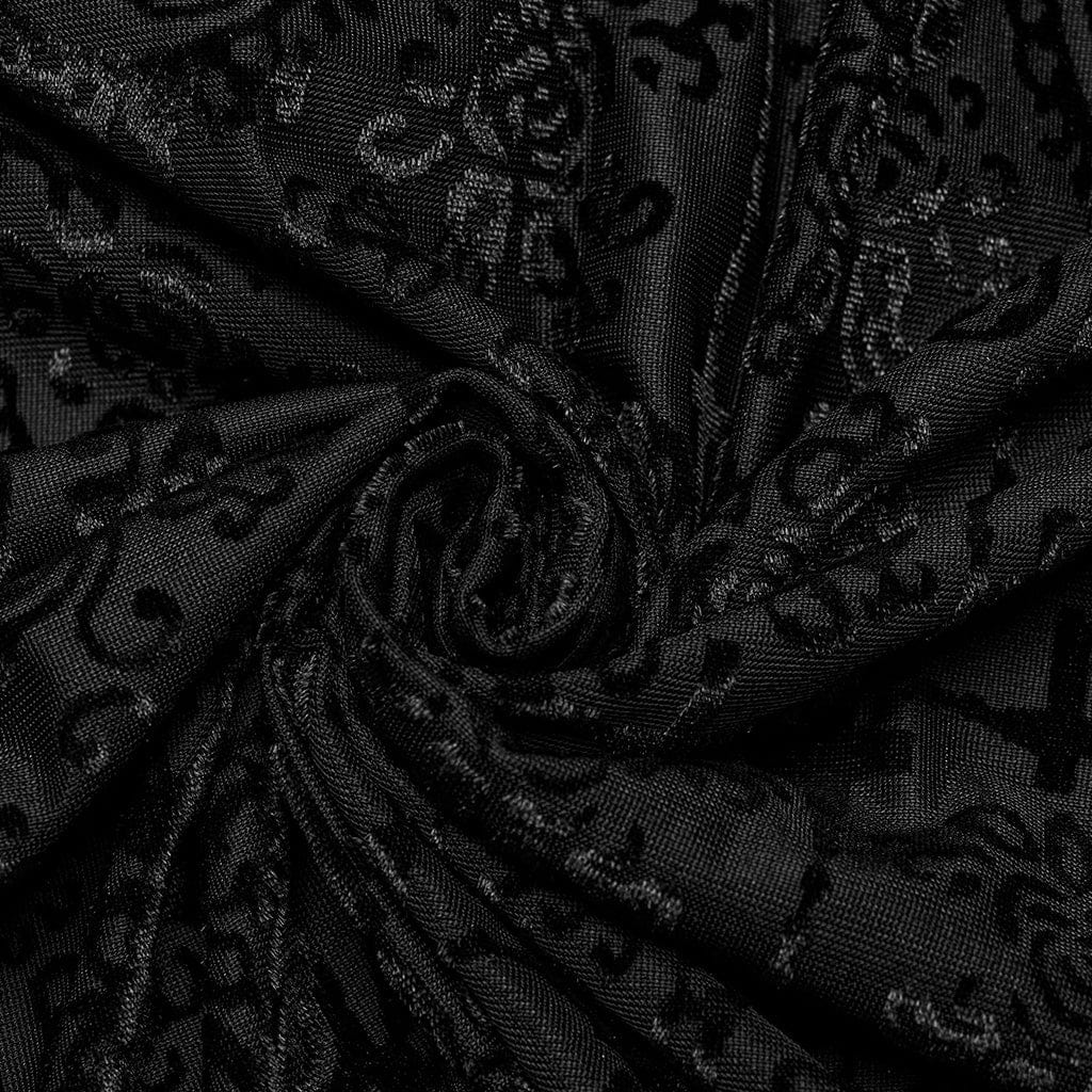 Men's Gothic Stand Collar Ruffled Flocking Shirt - Image 6
