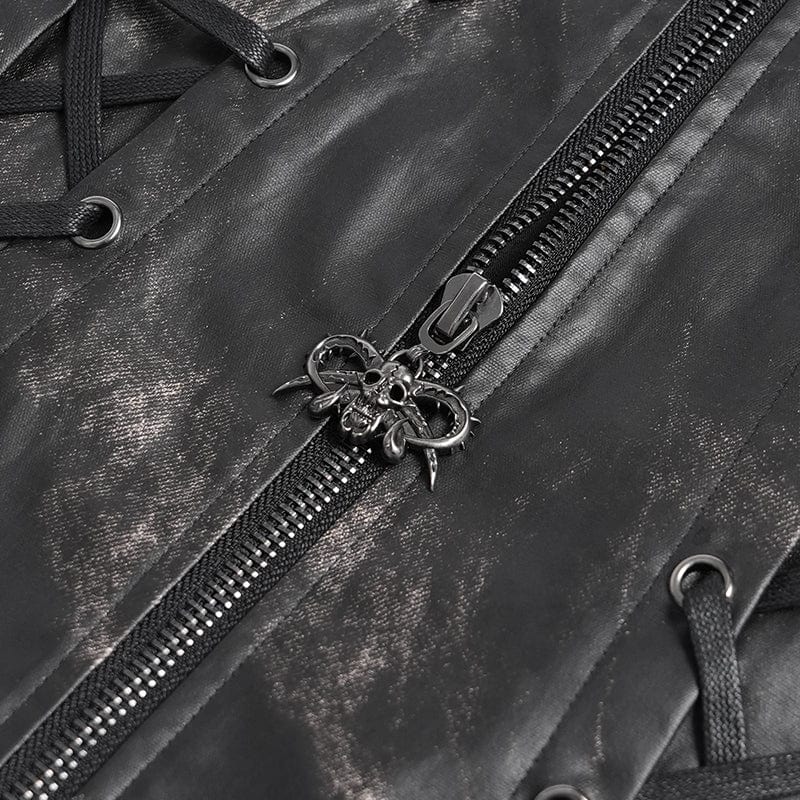 Men's Gothic Stand Collar Strappy Splice Waistcoat - Image 11