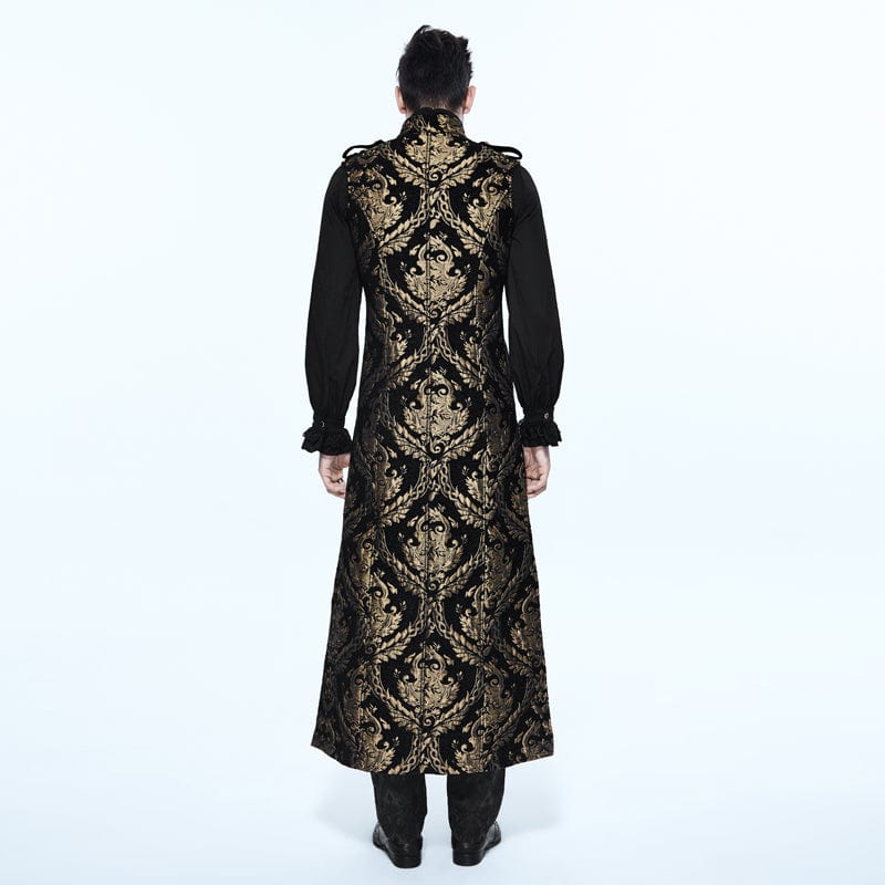 Men's Gothic Stand Collar Totem Embroidered Waistcoat Golden - Image 3