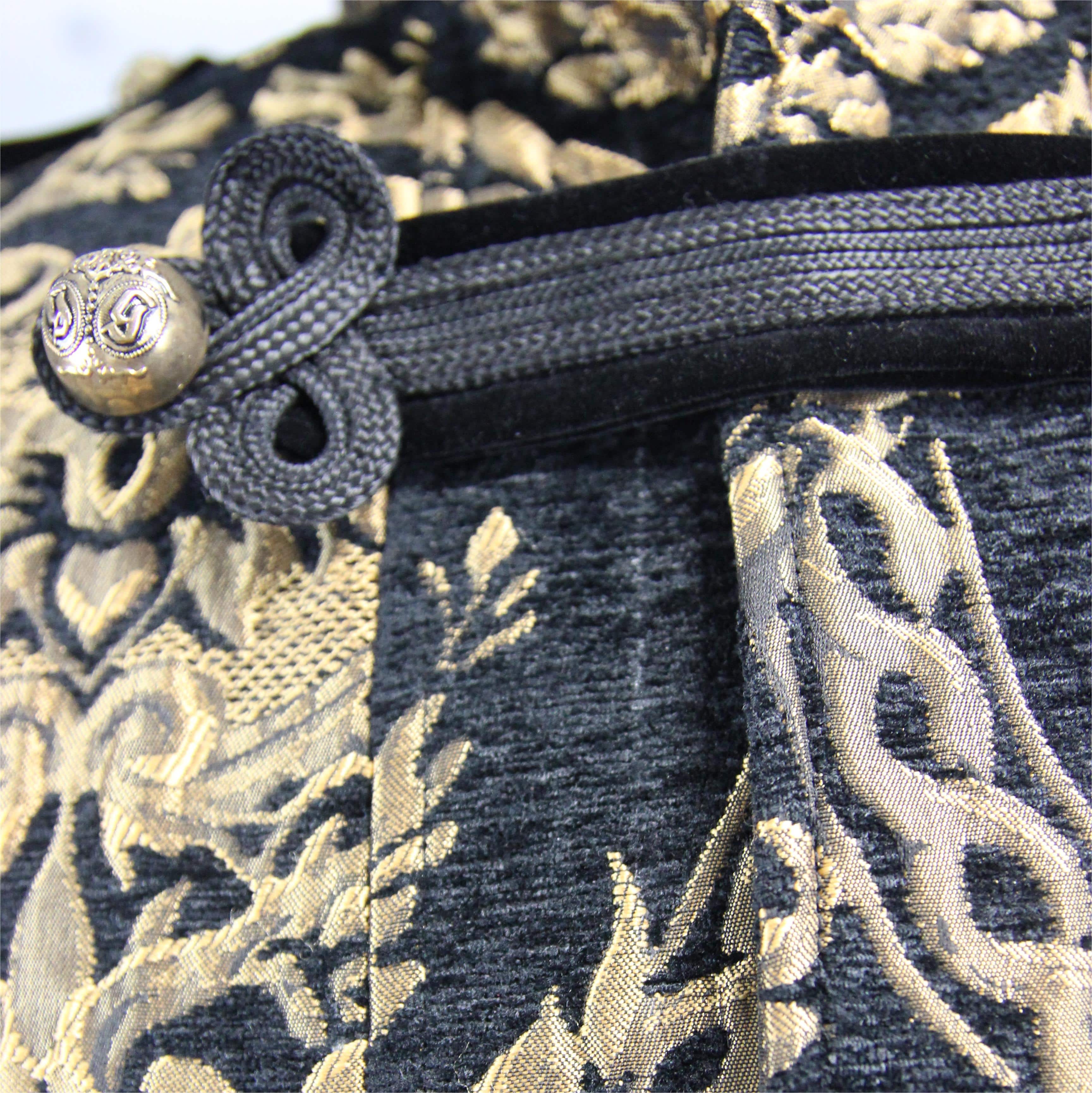Men's Gothic Stand Collar Totem Embroidered Waistcoat Golden - Image 6
