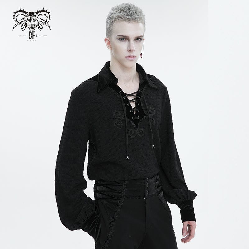 Men's Gothic Strappy Puff Sleeved Shirt - Image 4