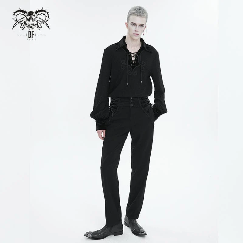 Men's Gothic Strappy Puff Sleeved Shirt - Image 6