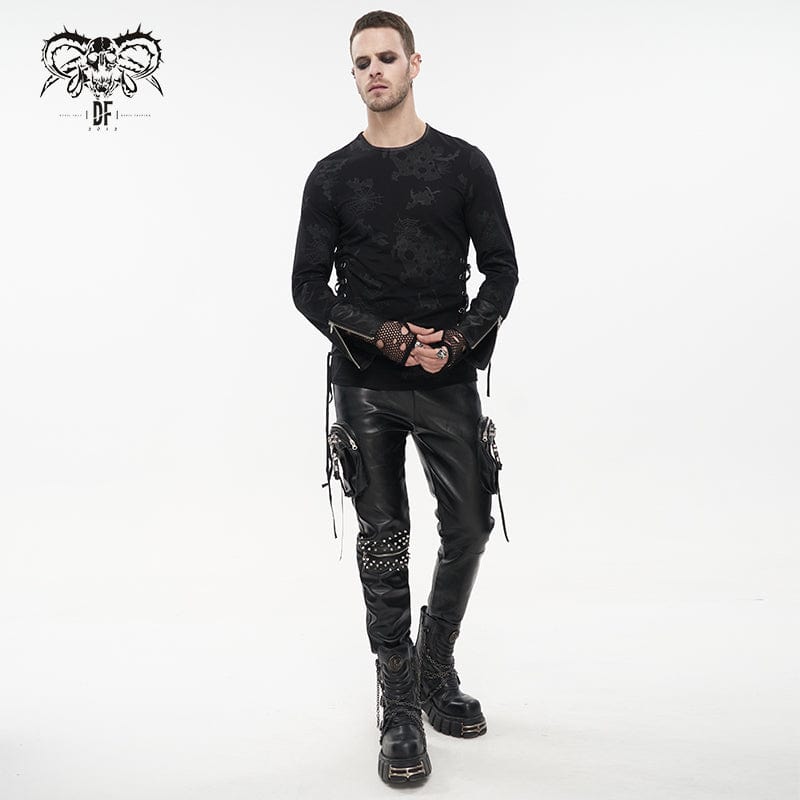 Men's Gothic Strappy Spider Web Printed Shirt - Image 5
