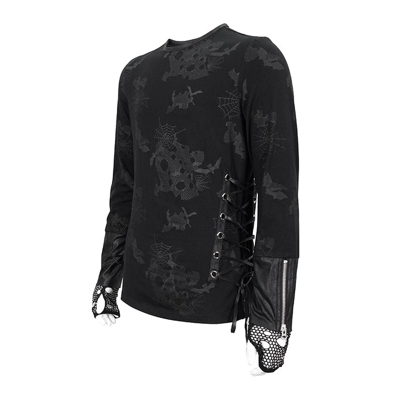 Men's Gothic Strappy Spider Web Printed Shirt - Image 7