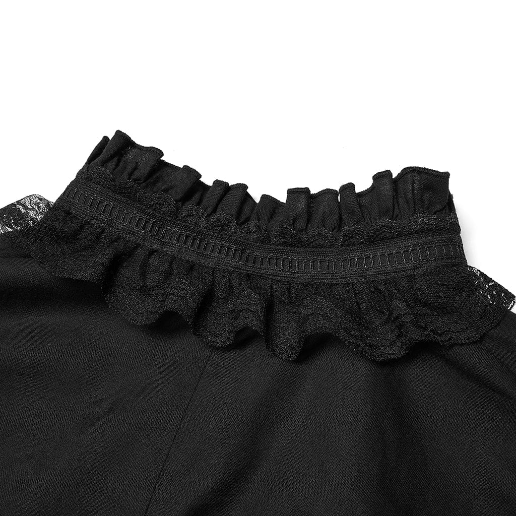 Men's Gothic Strappy Stand Collar Ruffled Shirt - Image 7