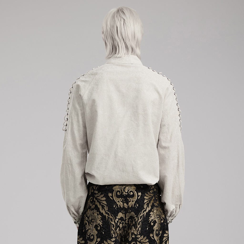 Men's Gothic Straps Puff Sleeved Shirt - Image 3