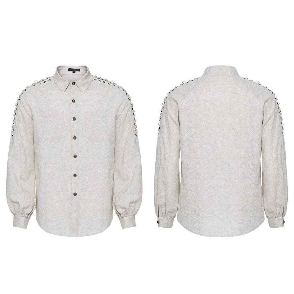 Men's Gothic Straps Puff Sleeved Shirt - Image 5