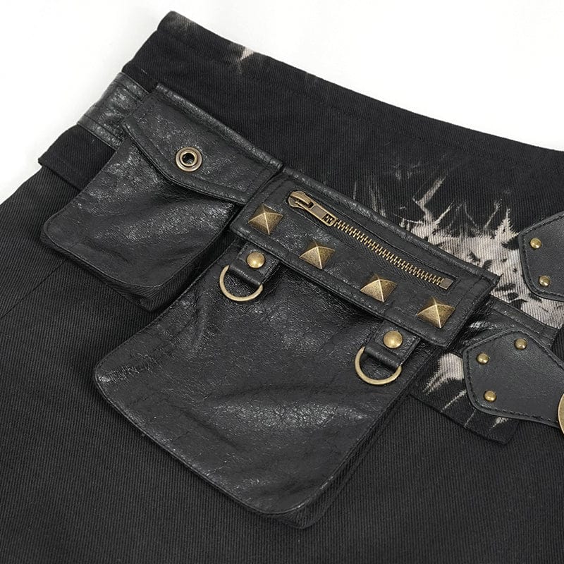 Men's Gothic Tie-dyed Splice Kilt with Waistbag - Image 12