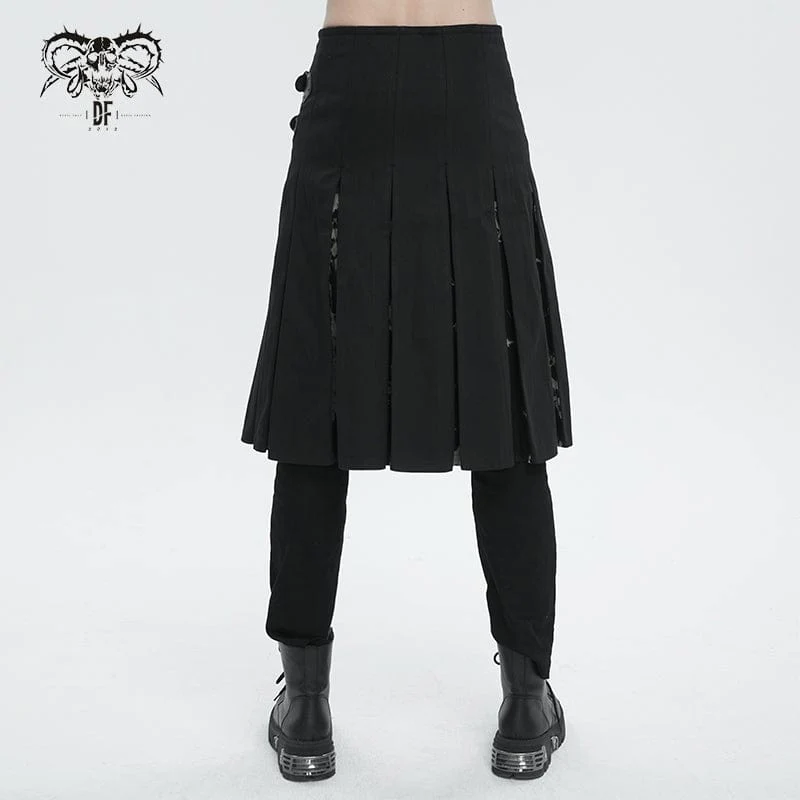 Men's Gothic Tie-dyed Splice Kilt with Waistbag - Image 4