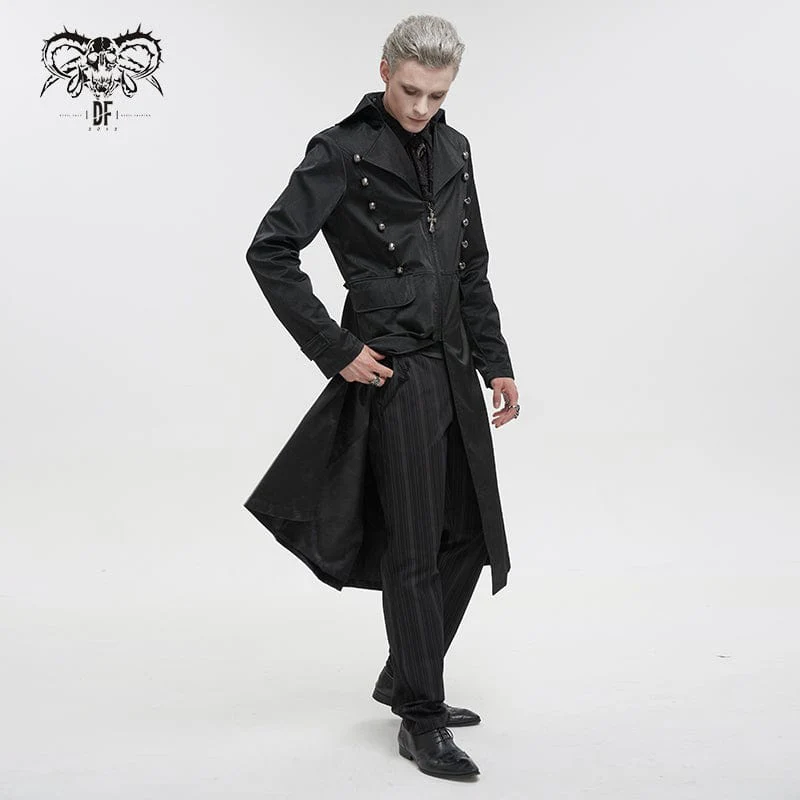 Men's Gothic Turn-down Collar Cross Zipper Coat - Image 3